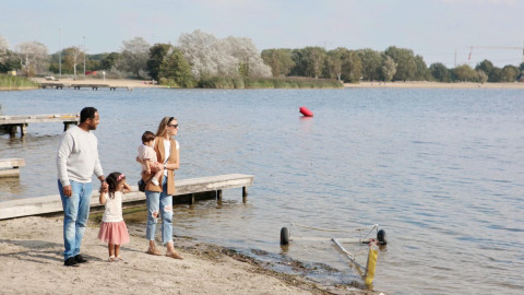 Zandstrand, Marina Parcs Almere, Flevoland, Nederland