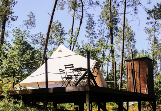 Glamping accommodation with tent and deck in forest at Lima Escape - Boomlodges and Glamping tents Portugal