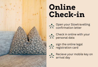 Online check-in stappen voor Eco Lodges Millstätter See - Lodges Oostenrijk met sierkussens op sofa.
