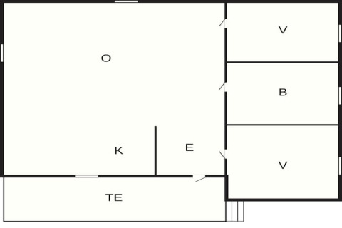 Plattegrond van 4-persoons vakantiehuis in Lysøysundet, Zweden, met woonkamer, keuken en kamers.