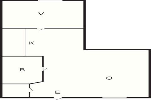 Plan d'une maison de vacances pour 4 personnes à Nösund, Suède, montrant les pièces comme salon, cuisine et salle de bain.