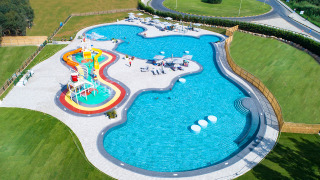 Waterpark met zwembad vanaf boven - Camping Laguna Blu - Villatent - Alghero, Sardinië, Italië