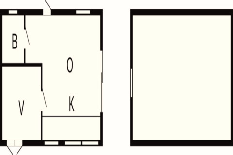 Plan de la maison de vacances 4 étoiles à Väddö, Suède, avec pièces, salle de bain et cuisine.