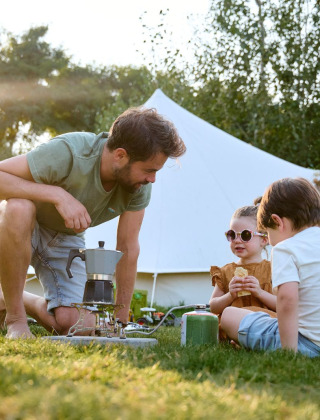 Koken bij tent - Geardropper - Camping La Mayette - Hotton, Luxemburg, België