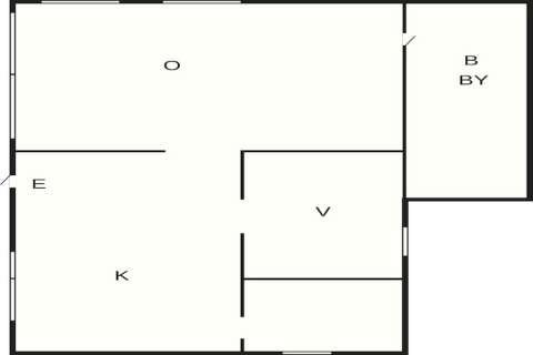 Plattegrond van de 'Peaceful Cabin near Furufjall Trail' in Zweden met gelabelde kamers en ruimtes.