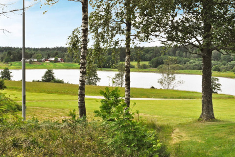 Groen landschap met bomen en een meer bij de ‘4-persoons vakantiewoning in Frändefors’, Zweden.