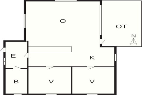 Planimetria di una casa vacanze per 4 persone a Frändefors, Svezia, con camere e zona giorno.