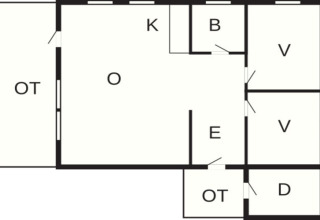 Plattegrond van het '4-persoons vakantiehuisje in Surna' in Zweden, met kamers en bergruimten.