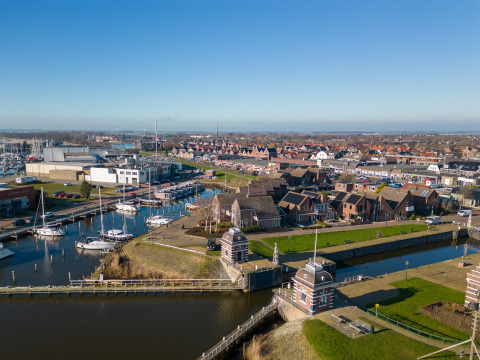 Panorámica alrededores y puerto - Casas flotantes Lemmer - Lemmer, Frisia, Países Bajos