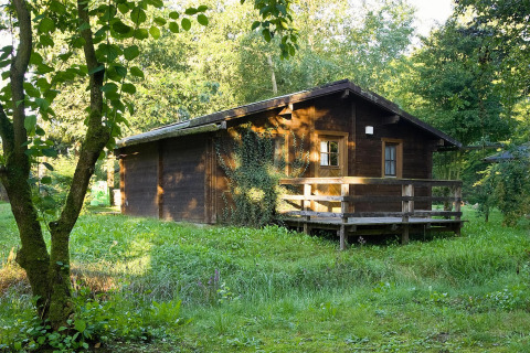 Houten huis 'Type C House 363 364 361 362', omringd door groene natuur en bomen in Duitsland.