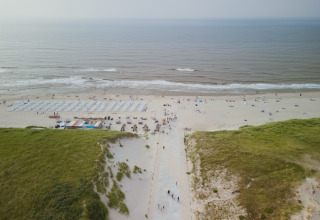 Aerial view of MarinaPark Residentie in Bloemendaal, North Holland, Netherlands, with beach and dunes.