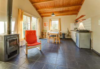 Bright kitchen-living area in Holiday Home 5 Aarde Green Camping Lage Zwaluwe, Netherlands.