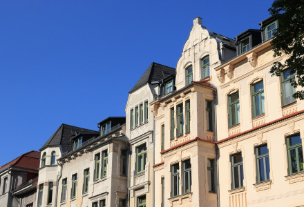 Häuserfassaden in Chemnitz, Sachsen, Deutschland