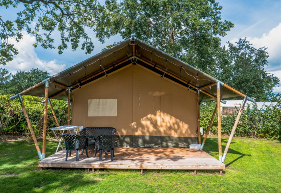 Front safari tent with terrace - Camping de Haer - Vodatent - Agelo, Overijssel, Netherlands