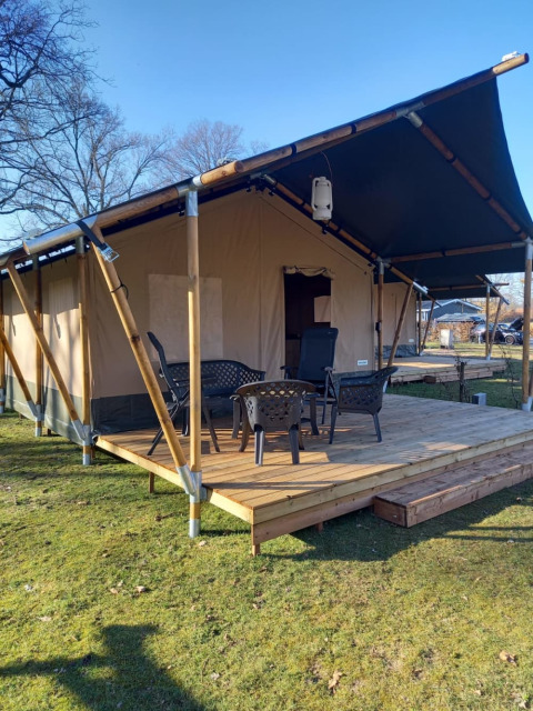 Tente safari avec terrasse - Camping de Haer - Vodatent - Agelo, Overijssel, Pays-Bas