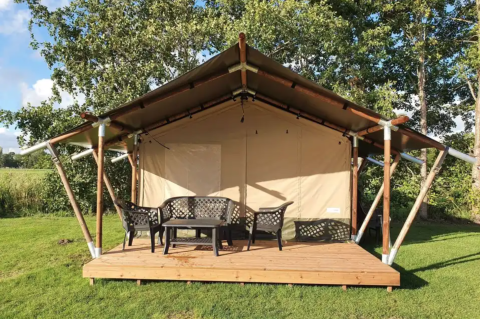 Terraza de la tienda safari - Camping de Oude Rijn - Vodatent - Ter Aar, Holanda Meridional
