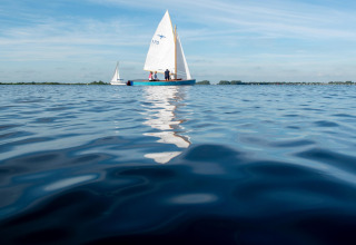 Segelboote auf dem Wasser beim Hausboot «Elysium» in den Niederlanden, sonniges Wetter, ruhige See.