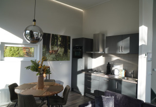 Helles, modernes Tiny House Interieur im Holiday Park De Rimboe & De Woeste Hoogte 41 in den Niederlanden.