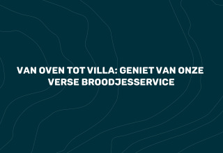 Werbegrafik für Villa Oesterdam mit Text zur Lieferung von frischem Brötchenservice ins Ferienhaus.