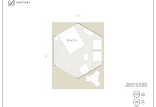Plan de la tente Bell Plus au Wecamp Cudillero : 3 personnes, sans salle de bain, cuisine, douche, ni animaux.