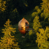 Unique glamping accommodation at Ferienhof & Baumhaushotel Allgäu, nestled in the lush forests of Bavaria.