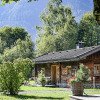 Wooden chalet at Falkensteiner Camping Grubhof - Chalets Salzburg, nestled in green nature and mountains.