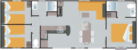 Planimetria della Premium Mobile Home con 3 camere da letto al Flower Camping Provence Vallée in Francia