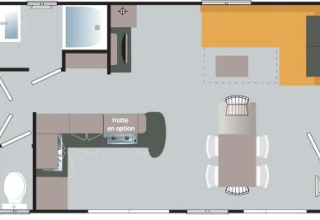 Grundriss des Premium Mobile Home mit 3 Schlafzimmern auf Flower Camping Provence Vallée in Frankreich