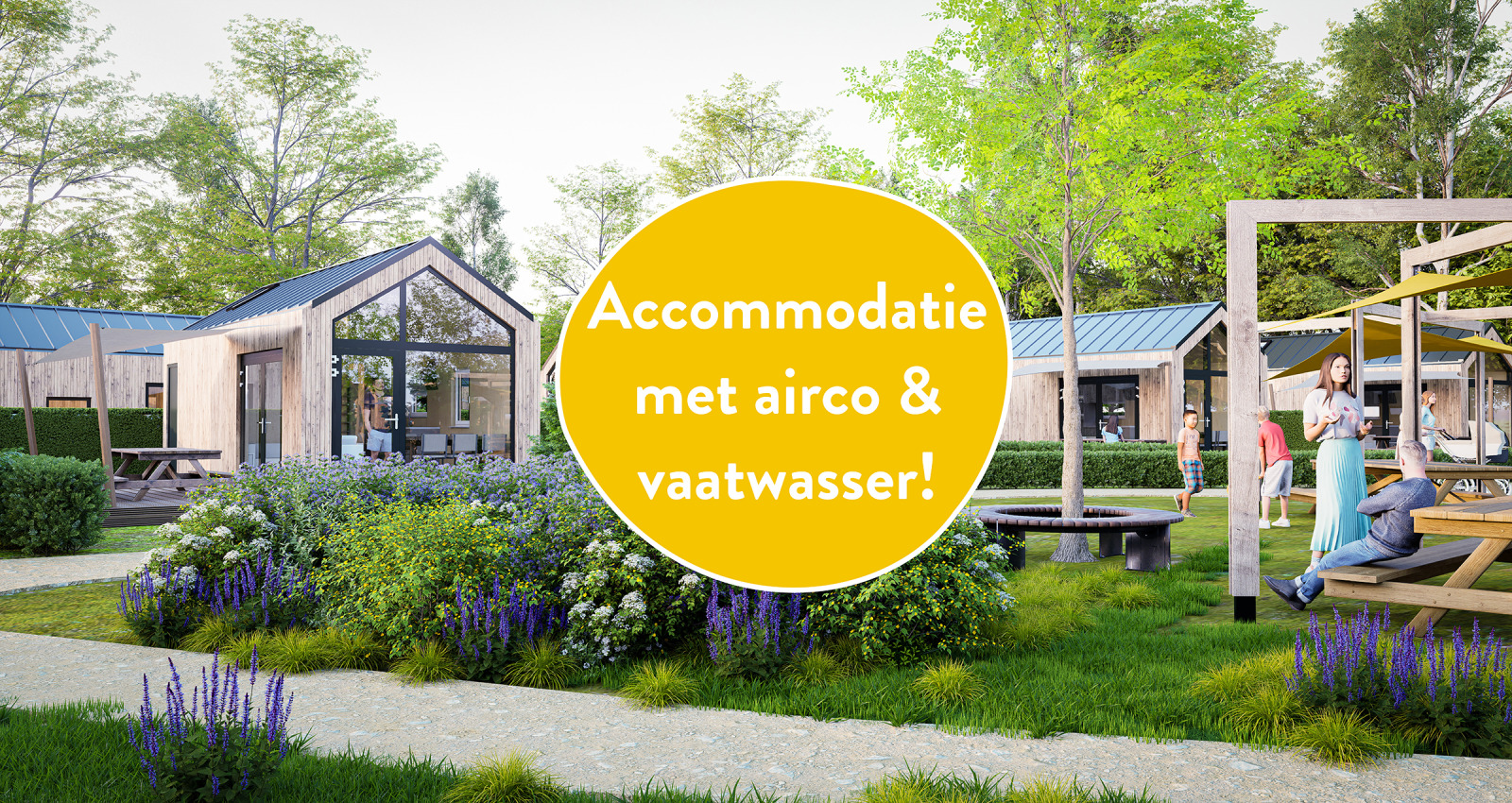 Buitenruimte bij Dordogne Deluxe lodge op La Draille in Frankrijk met accommodatie, airco en vaatwasser.