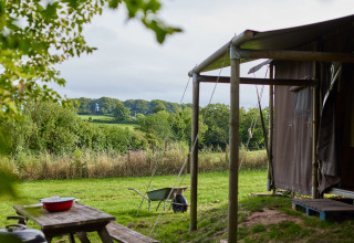 Uitzicht vanaf de camping bij BoerenBed Billingsmoor Farm, een vakantiepark in Zuidwest-Engeland.