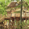 Treehouse glamping accommodation in the forest at Natur Resort Tripsdrill Cleebronn, Baden-Württemberg.
