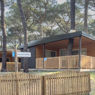 Glamping accommodation at Sentido Spina Premium Camp – Lodges Emilia-Romagna nestled in a pine forest.