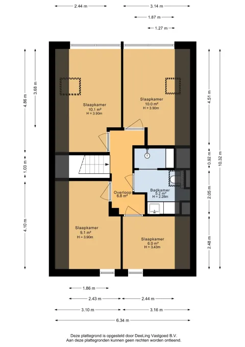Plattegrond van de eerste verdieping van Forest villa Zoethout, De Kremmer, Nederland, met vier slaapkamers.