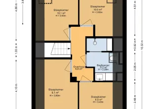 Plattegrond van de eerste verdieping van Forest villa Zoethout, De Kremmer, Nederland, met vier slaapkamers.