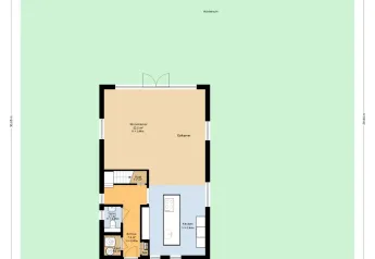 Plano de la villa Forest «Zoethout» en De Kremmer, Países Bajos, mostrando la distribución y jardín.