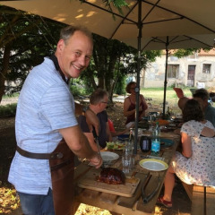 Terrasse - Vodatent - Camping la Cour d_Enchère - Saint-Palais - Auvergne-Rhone-Alpes - Frankreich