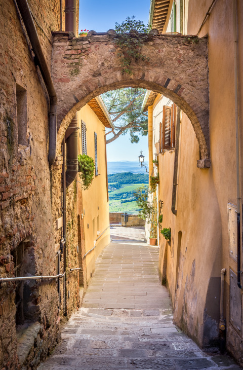 Lane in Montepulciano, Tuscany, Italy