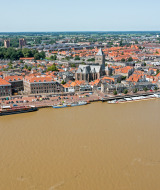 Aerial view of the city of Kampen on the Ijssel, Kampen, Overijssel, Netherlands