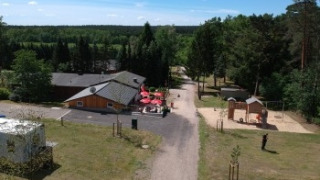 Photo aérienne de la réception du Sonnenberg, camping du Sonnenberg, Muden, Basse-Saxe, Allemagne.