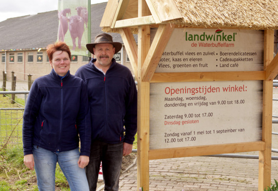 Entrance with owners - Vodatent - Water buffalo farm - Oldemarkt - Overijssel - Netherlands