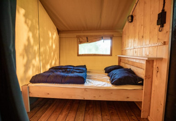 Hütte mit Doppelbett - Voda-Zelt - Camping la Salvinie - Dordogne, Terrasson Lavilledieu, Frankreich