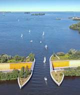 Vista aérea de un acueducto cerca de Harderwijk, Güeldres, Países Bajos