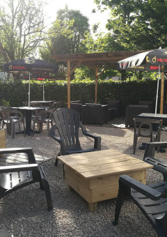 Terraza - Tienda Voda - Camping la Salvinie - Dordoña, Terrasson Lavilledieu, Francia