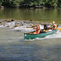 Children and dog in canoe - Camping Sretanwolf - Bosiljevo, Karlovac, Croatia