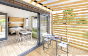 Suite cottage luminosa con interior moderno y terraza exterior en Papillon Country Resort, Países Bajos.