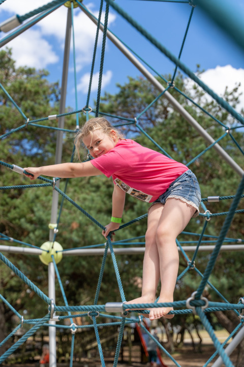 Girl on climbing frame - Vodatent - Recreation and Nature Park de Keiheuvel - Balen - Antwerp - Belgium