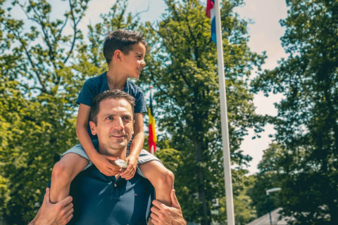 Father with son on neck - EuroParcs Brunssummerheide - Brunssum, Limburg, Netherlands
