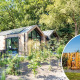 Lodge Royal Eco Sauna tiny house ved Résidence Lage Vuursche i Holland med udendørs sauna og have.