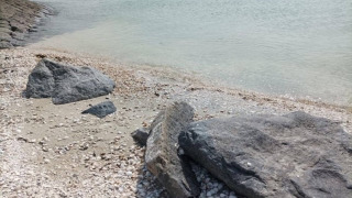 Costa rocosa con conchas en Vakantiepark de Zeeuwse Parel, un parque vacacional en Zeeland, Países Bajos.