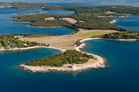 Aerial view of Camping Village Marina di Venezia holiday park with coastal scenery in Veneto, Italy.